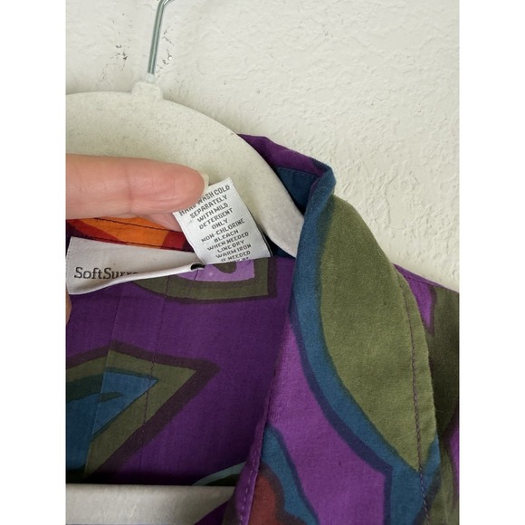 Soft Surroundings Shirt Women's PL Tunic Colorful Floral Cotton Art To Wear - Picture 13 of 13